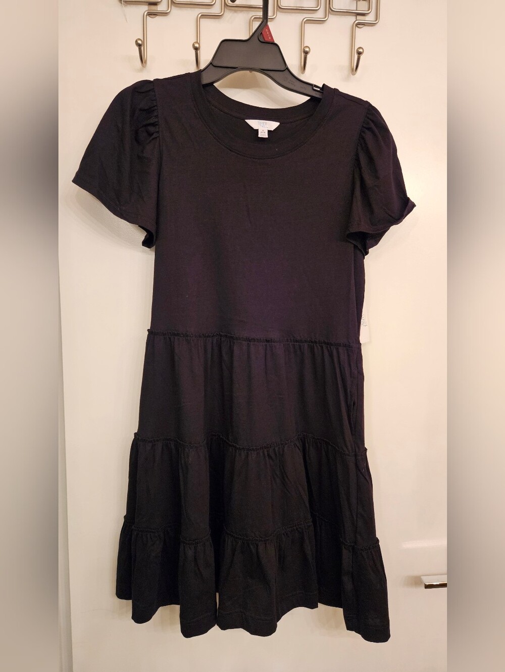 Time and Tru Women's Flounce Dress - Size S (4-6) - Black Soot - NWT